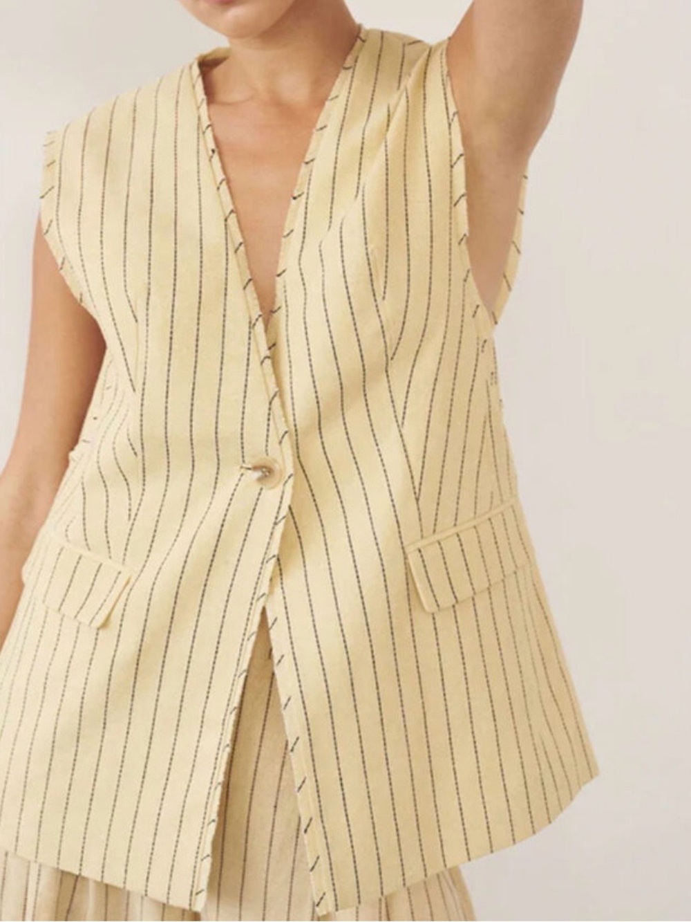 DISSH Pinstripe Vest Waistcoat Cream Black
